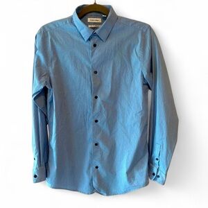 CALVIN KLEIN BLUE LONG SLEEVE BUTTON DOWN SHIRT SIZE 20 CLASSIC NEUTRAL